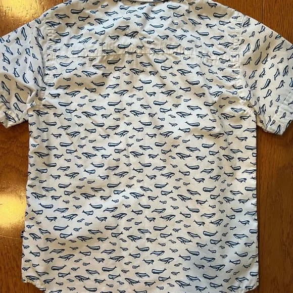 Nautica White Short Sleeve Button-Down with Navy Whale Print - Picture 4 of 5